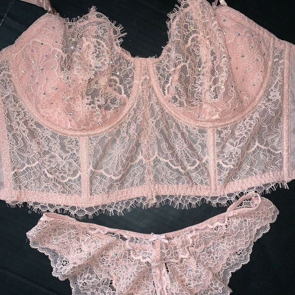Victoria's Secret unlined 36D,36DD CORSET TOP BRA SET S Dulce de Leche orange - Picture 4 of 6